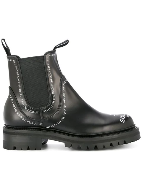 Takahiromiyashita The Soloist logo-print leather boots - Black