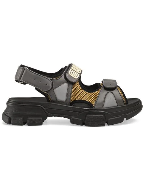 leather and mesh sandal gucci