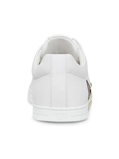 Shop Fendi Bag Bugs Low-top Sneakers In F14yr-ultrawhite+black+gol