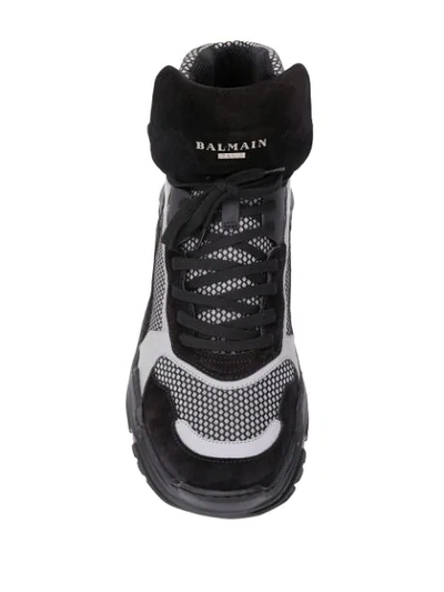 Shop Balmain Jace-tech Hi-top Sneakers In Black