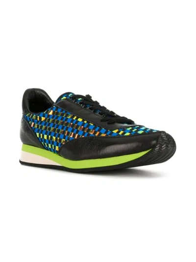 Shop Comme Des Garçons Shirt Iridescent Woven Sneakers - Multicolour