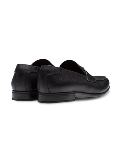 Shop Prada Logo Loafers In Black