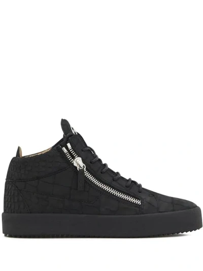 Shop Giuseppe Zanotti Kriss Croco Hi-top Sneakers In Black