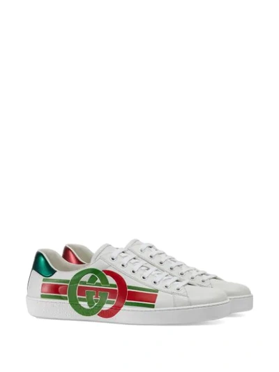 Shop Gucci Gg Print Ace Sneakers In White