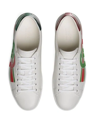 Shop Gucci Gg Print Ace Sneakers In White