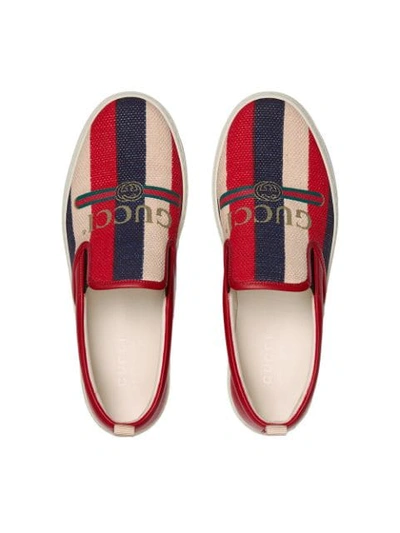 Shop Gucci Logo Sylvie Slip-on Sneakers In Red