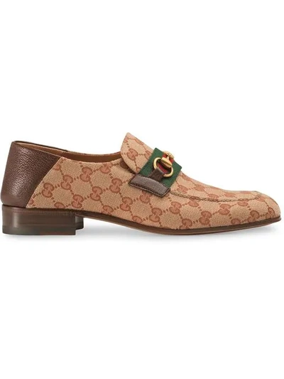 Shop Gucci Gg Hose Bit Loafers In Neutrals