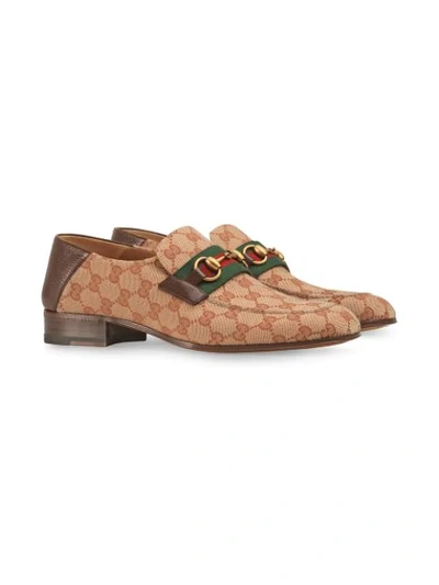 Shop Gucci Gg Hose Bit Loafers In Neutrals