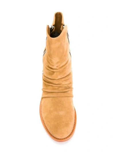 Shop Amiri Stack Boots In Tan
