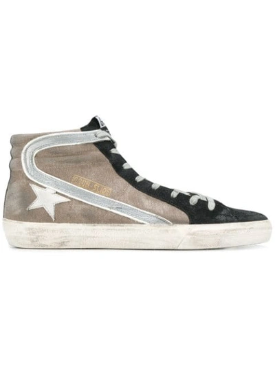 Shop Golden Goose Slide High Top Sneakers In Black ,brown