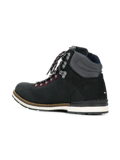 Shop Tommy Hilfiger Leather Hiking Boots In Blue