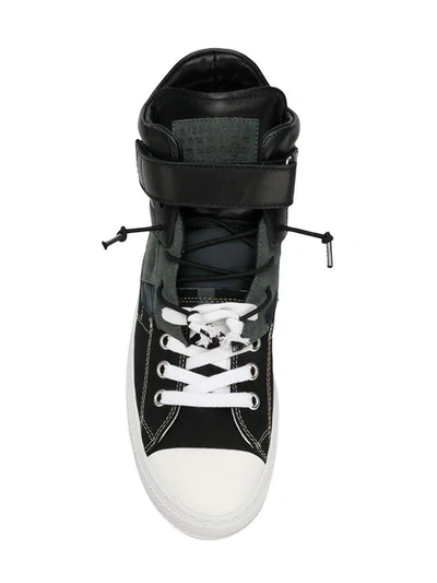 Shop Maison Margiela Contrast Lace-up Sneakers In Black