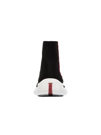 Shop Prada Black Americas Cup High Top Sock Sneakers