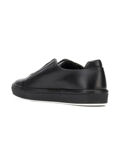 Shop Giorgio Armani Slip-on Low Top Sneakers In Black