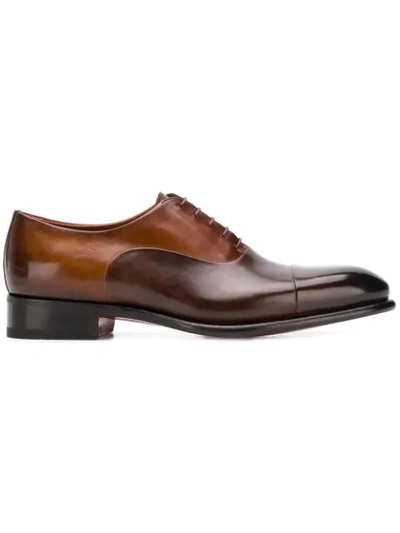 Shop Santoni Tonal Oxford Shoes - Brown