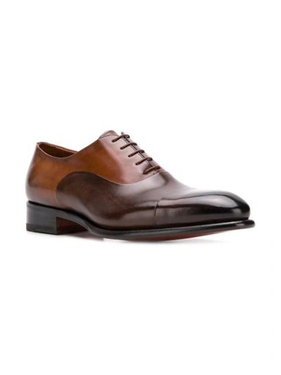 Shop Santoni Tonal Oxford Shoes - Brown