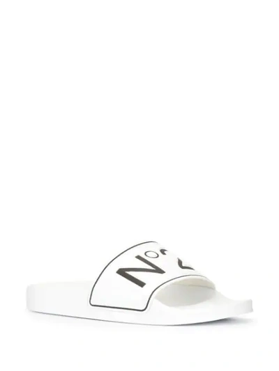 Nº21 LOGO OPEN-TOE SLIDES - 白色