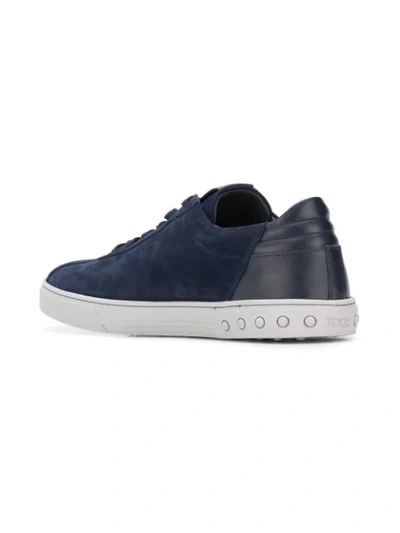 Shop Tod's Studded Low Top Sneakers In Blue