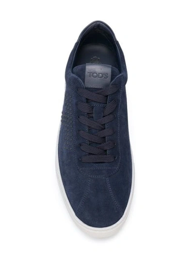 Shop Tod's Studded Low Top Sneakers In Blue