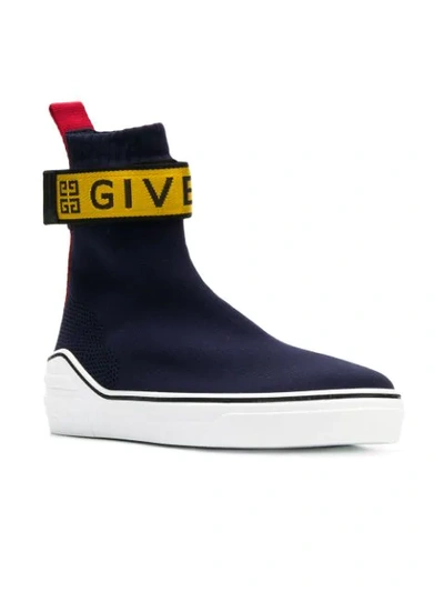 Shop Givenchy Logo Sock Sneakers In Blue