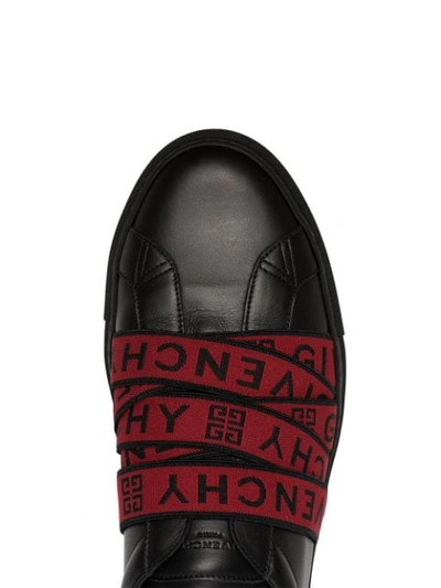 GIVENCHY BLACK AND RED URBAN STREET 4G STRAP LEATHER SNEAKERS - 黑色