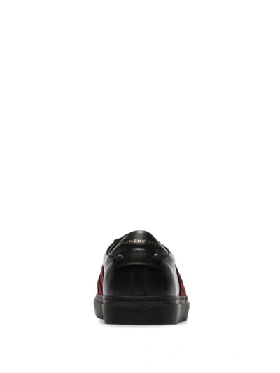 GIVENCHY BLACK AND RED URBAN STREET 4G STRAP LEATHER SNEAKERS - 黑色