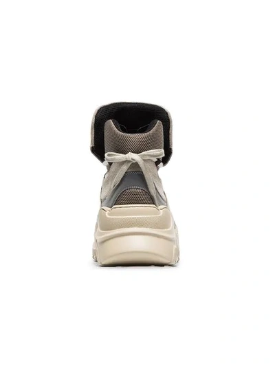 Shop Balmain Grey, Beige And Brown Joan Technical Sneakers In Neutrals