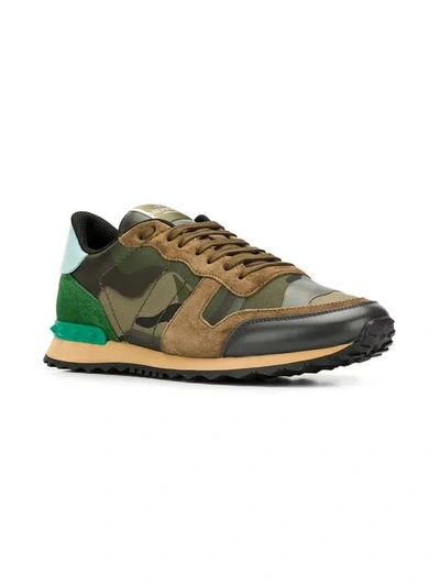 Shop Valentino Garavani Rockrunner Sneakers In K22 Kaki/ Camouflage