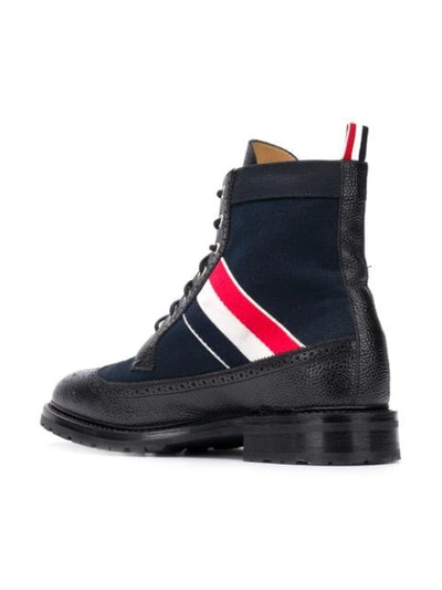 Shop Thom Browne Rwb Webbing Longwing Boot In Blue