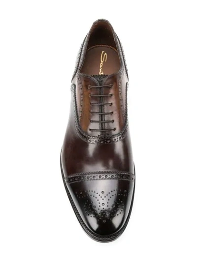 Shop Santoni 6 Hole Oxford Shoes In Brown