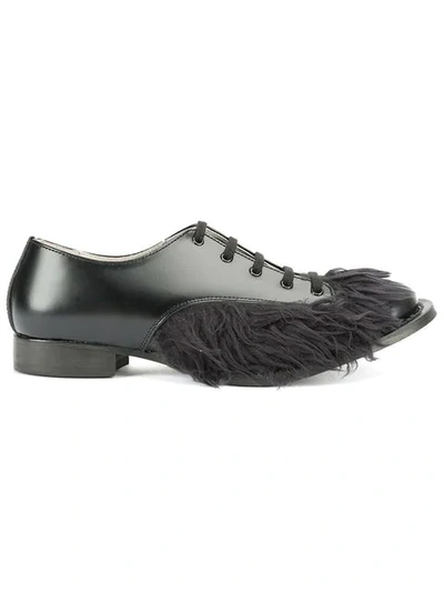 Furry Derby Shoes In Black