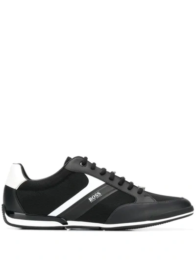 Shop Hugo Boss Colour Block Sneakers In 001 Black