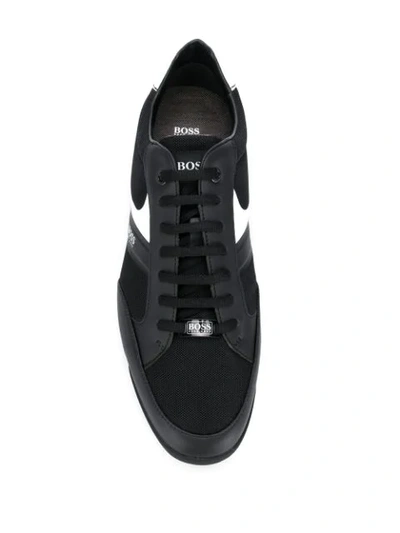 Shop Hugo Boss Colour Block Sneakers In 001 Black