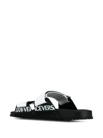 Shop Versace Touch Strap Slides In White ,black