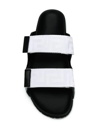 Shop Versace Touch Strap Slides In White ,black