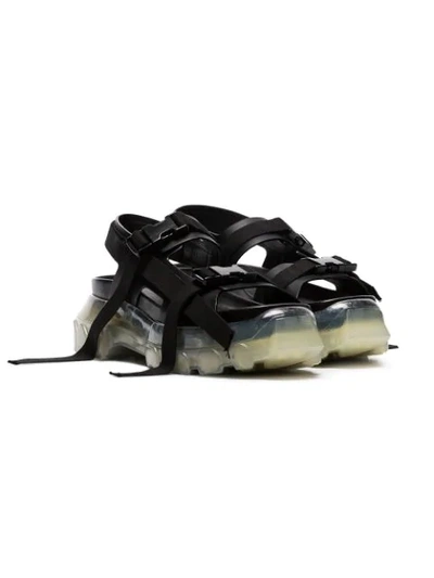 Shop Rick Owens Black Tractor Leather And Canvas Sandals