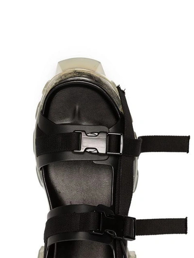 Shop Rick Owens Black Tractor Leather And Canvas Sandals
