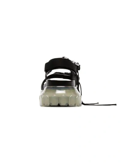 Shop Rick Owens Black Tractor Leather And Canvas Sandals