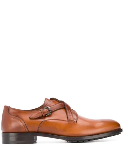 Shop Etro Cross Strap Shoes In Brown