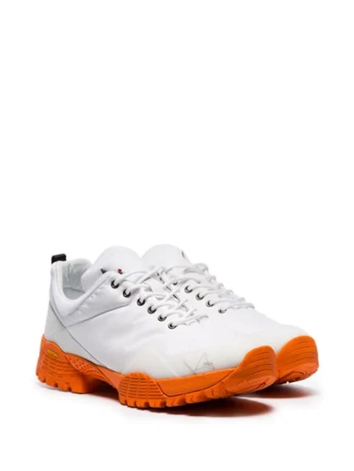 Shop Roa White Oblique Contrast Sole Low-top Leather Sneakers