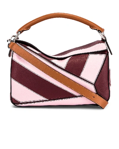 Shop Loewe Puzzle Rugby Small Bag In Wine & Pastel Pink