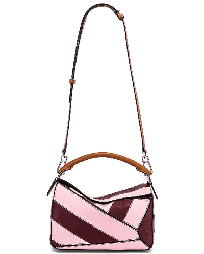 Shop Loewe Puzzle Rugby Small Bag In Wine & Pastel Pink