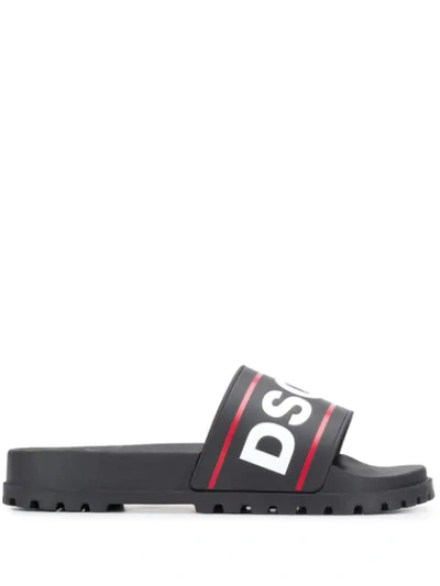 Shop Dsquared2 Logo Contrast Sliders In Black