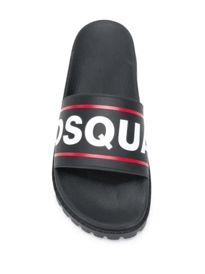 Shop Dsquared2 Logo Contrast Sliders In Black