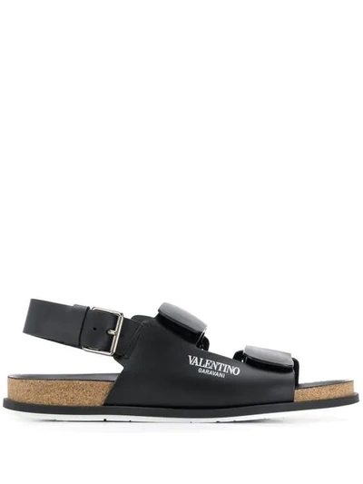 Shop Valentino Garavani Logo Print Sandals In Black