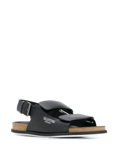 Shop Valentino Garavani Logo Print Sandals In Black