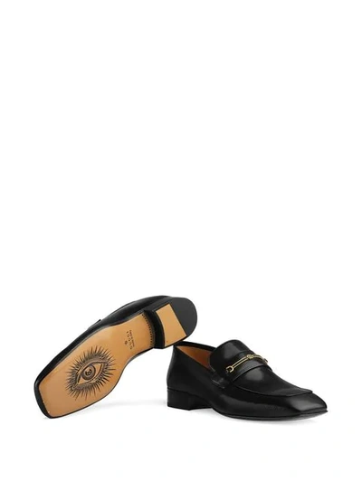 Shop Gucci Leather Loafer With Horsebit And Double G In Black