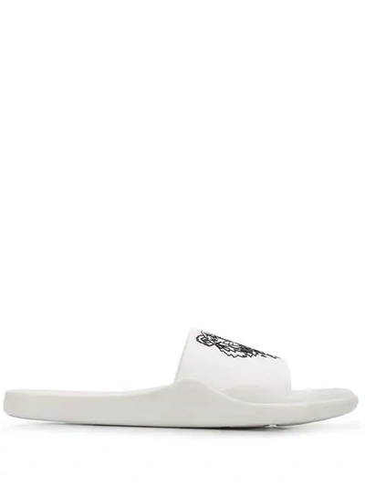 Shop Kenzo Pantoletten Mit Tiger-logo In White