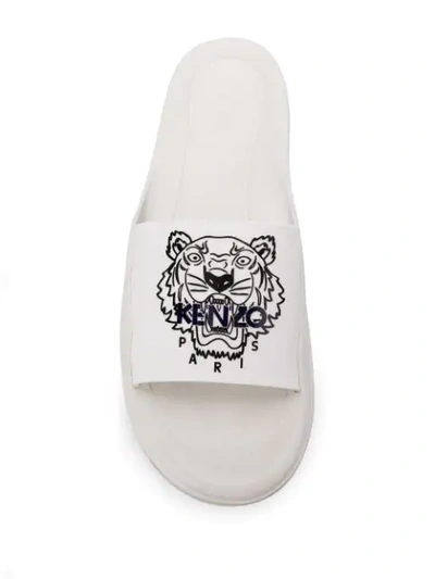 Shop Kenzo Pantoletten Mit Tiger-logo In White