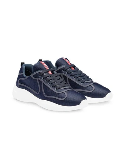 Shop Prada Bike Fabric Sneakers In Blue